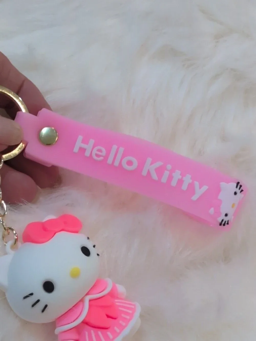 Hello Kitty Pink Silicone Bag Charm Keychain
